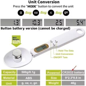 ওয়েট মাপার চামচ ১গ্রাম থেকে ৫০০ গ্রাম- Electronic Measuring Spoon Adjustable Digital Spoon Scale Weigh 1g to 500g